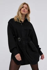 Bavlnené šaty Diesel čierna farba, mini, oversize