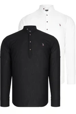 DOUBLE SET G783 DEWBERRY JUDGE COLLAR SHIRT-WHITE-BLACK