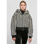 Women's Short Oversized Jacket AOP Sherpa blackhoundstooth