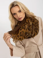 Camel and brown women's scarf with animal print