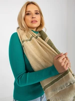 Women's beige and green patterned scarf