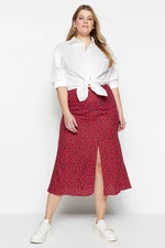 Trendyol Curve Brick Animal Patterned Slit Unlined Midi/Medium Length Viscose Woven Skirt