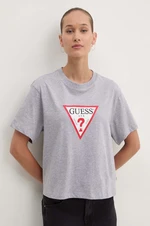 Bavlnené tričko Guess Jeans dámske, šedá farba, W4YI73 K8HM0