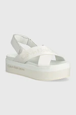 Sandály Calvin Klein Jeans FLATFORM SANDAL SLING IN MR dámské, bílá barva, na platformě, YW0YW01362