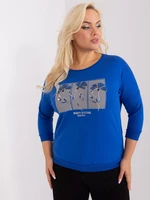 Plus Size Cotton Blouse Cobalt Blue