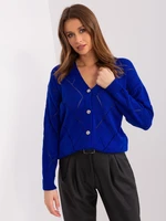 RUE PARIS cobalt blue sweater with a low neckline