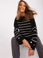 Black women's oversize striped sweater