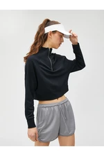 Koton Crop Sweatshirt Half Zipper Modal Blend