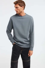 GRIMELANGE Travis Men's Soft Fabric Regular Fit Round Collar Dark Gray Sweatshir