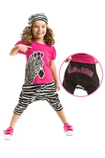 Denokids Zebra Fashion Dívčí tričko Capri Shorts Set