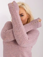 Plus size light pink sweater with cuffs