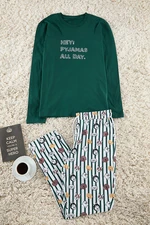 Trendyol Men's Emerald Green Regular Fit Printed Knitted Pajama Set