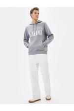 Koton Hooded Sweat Slogan Printed Kangaroo Pocket Detailed