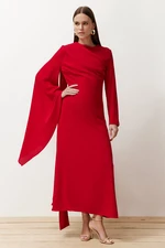 Trendyol Red Shawl Detailed Evening Dress