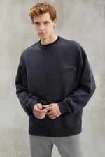 GRIMELANGE Casper Men's Zipper Pocket Round Neck Anthracite Sweatshir