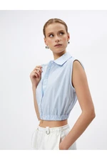 Koton Crop Shirt Window Detailed Sleeveless Cotton