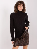 Black women's turtleneck with viscose