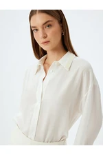 Koton Viscose Shirt Collar Pearl Embroidery Detail Long Sleeve