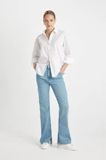 DEFACTO Slim Flare High Waist Cutaway Long Jean Trousers