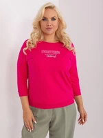 Plus-size fuchsia blouse with 3/4 sleeves