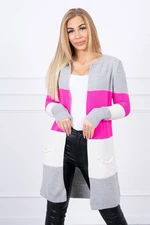 Cardigan sweater on straps gray+pink neon