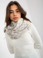 Ecru-gray women's scarf with wool