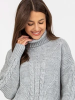 Grey mini dress knitted with turtleneck RUE PARIS