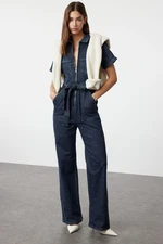 Trendyol Dark Blue Belted Denim Overalls