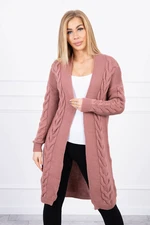 Cardigan sweater braid dark pink