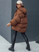 Women's quilted jacket with hood PARIMA camel Dstreet