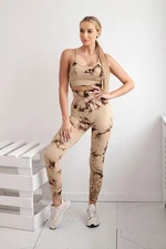 Women's Fitness Set Top + Push Up Leggings - Beige Camel