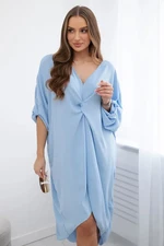 Oversize V-neck dress in blue