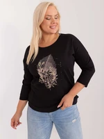 Black plus-size round neckline blouse