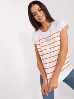 White-orange striped women's blouse