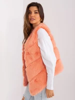 Asymmetrical fur vest peach