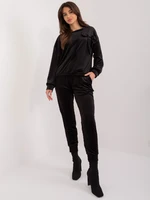 Black velour set with bow on sweatshirt