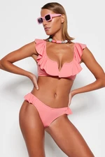 Trendyol Pink Flounce Regular Leg Bikini Bottom