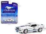 1976 Ford Mustang II Cobra II 2 White with Blue Stripes "Stampede Car" "The Drive Home to the Mustang Stampede" Series 1 1/64 Diecast Model Car by Gr