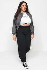 Trendyol Curve Black High Waist Jogger 2 Threads Reclaimed Plus Size Sweatpants.