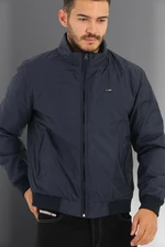 River Club Men's Navy Blue High Collar Waterproof And Windproof Inner Quilted Fiber Sports Coat.