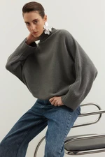 Trendyol Anthracite Soft Textured Wide Fit Knitwear Sweater