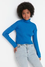 Trendyol Blue Wadding High Neck Knitwear Sweater