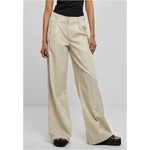 Women's High Canvas Mixed Wide Trousers Made of Soft Grass