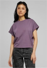 Women's Short Pigment Dye Cut On Sleeves T-Shirt Grey Purple