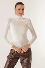 By Saygı Buttons Over the Shoulder Turtleneck Sweater