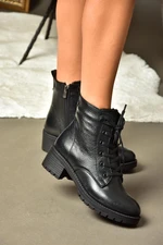 Fox Shoes R555054103 Black Genuine Leather Women's Low Soled Ankle Boots