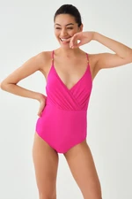 Dagi Fuchsia Thin Straps Double Breasted Swimsuit