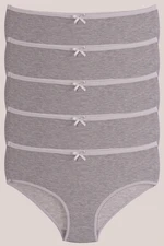 armonika Women's Gray Cotton Lycra High Waist Bato Panties 5 Pack