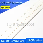 100pcs 0201 1UF 6.3V X5R 20% Thick Film Chip Multilayer Ceramic Capacitor