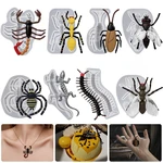 Trickery Casting Moulds Halloween UV Silicone Keychain Mold Lizards Spiders Flies Pendant Decoration Mold DIY Jewelry Ornament